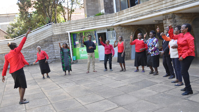 Members of the Zion Praise Team, a deaf choir, rehearse outside of St. Andrew’s Church in Nairobi, Kenya, in January 2023. RNS photo by Fredrick Nzwili