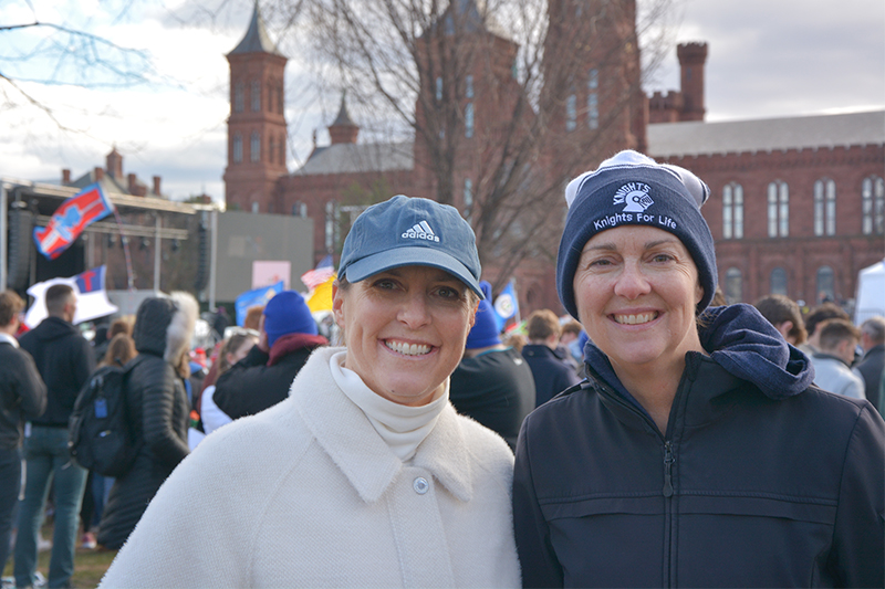 Sisters Sara Sullivan, left, and Megan Kinsella attend the March for Life, Friday, Jan. 20, 2023, in Washington. RNS photo by Jack Jenkins