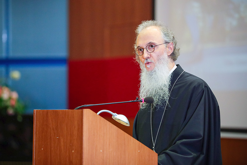 Metropolitan Ambrosios (Zografos) speaks during the Mega Conference of the International Orthodox Theological Association meeting in Volos, Greece, Thursday, Jan. 12, 2023. Photo courtesy of IOTA
