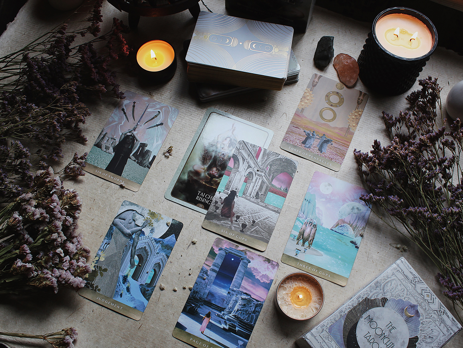 A tarot card reading using the Moonchild Tarot deck. Photo courtesy of Lorraine Anderson