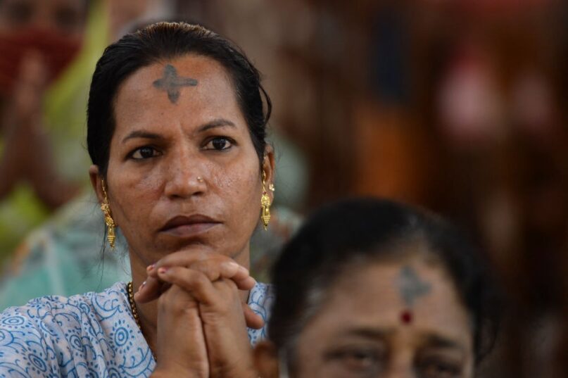 A Catholic Ash Wednesday service at St. Thomas Cathedral Basilica in Chennai, India, in 2022.  (Arun Sankar/AFP via Getty Images)