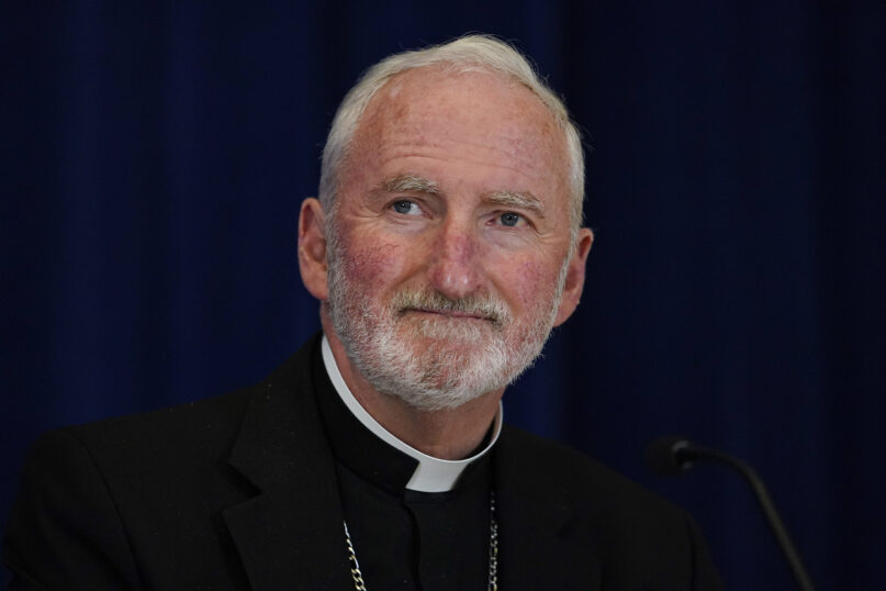 Bishop David O'Connell, of the Archdiocese of Los Angeles, attends a news conference at the Fall General Assembly meeting of the United States Conference of Catholic Bishops, on Nov. 17, 2021, in Baltimore. O'Connell was found dead in Hacienda Heights, California, on Feb. 18, 2023, of a gunshot wound, according to the Los Angeles Times. (AP Photo/Julio Cortez, File)