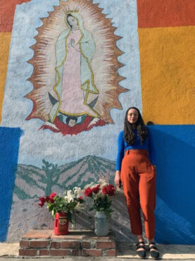 Nydya Mora documents Virgin of Guadalupe murals in Los Angeles. Photo courtesy of Mora