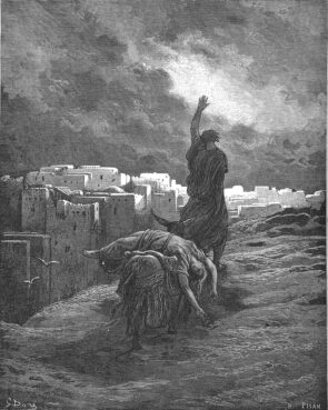 The Levite carries his dead concubine away, by Gustave Doré, circa 1890. Image courtesy of Wikipedia/Creative Commons