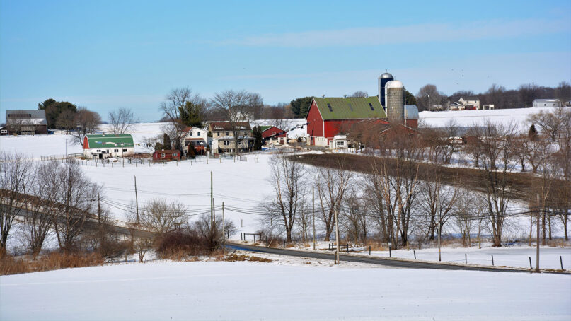 Snow covers a farm in Lancaster County, Pennsylvania. Photo by Vito Natale/Unsplash/Creative Commons