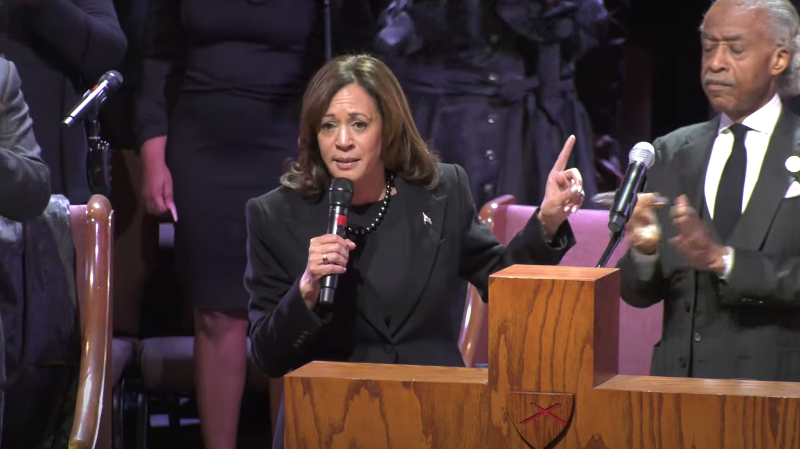 Vice President Kamala Harris speaks during the funeral service for Tyre Nichols at Mississippi Boulevard Christian Church on Wed., Feb. 1, 2023, in Memphis, Tenn. Video screen grab