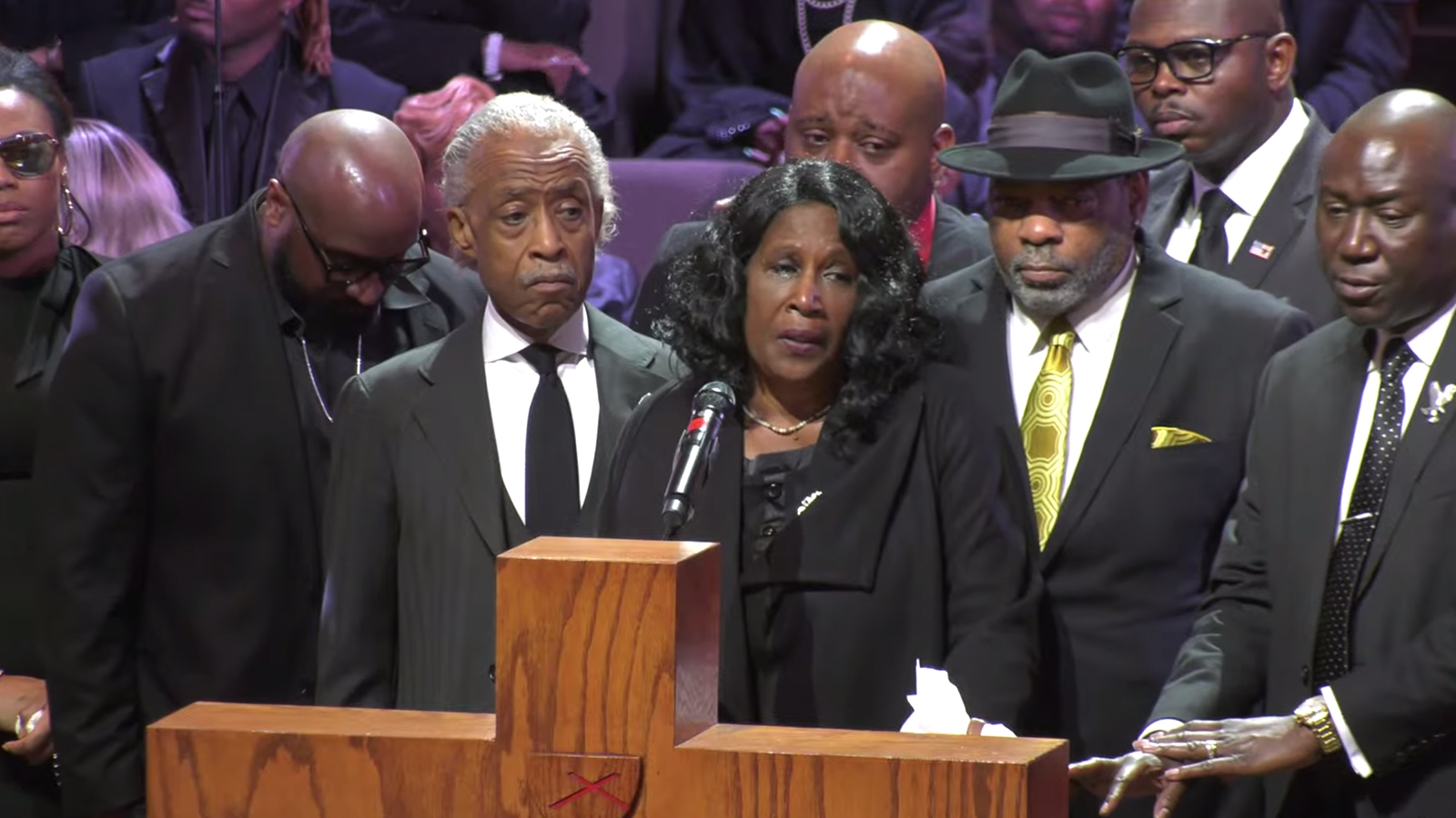 RowVaughn Wells, mother of Tyre Nichols, speaks during the funeral service for her son at Mississippi Boulevard Christian Church on Wed., Feb. 1, 2023, in Memphis, Tenn. Video screen grab