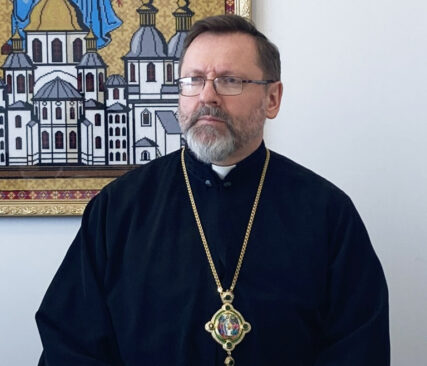 The mission to Ukraine met with Archbishop Sviatoslav Shevchuk of the Ukrainian Greek Catholic Church. Photo courtesy of Rabbi Charles Feinberg