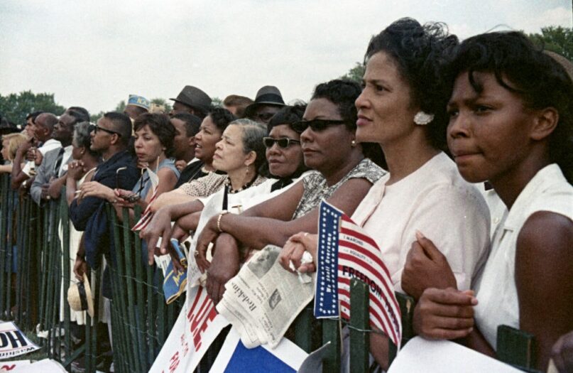 Women listen during the March on Washington on Aug. 28, 1963. (Bettmann Archive/Getty Images)