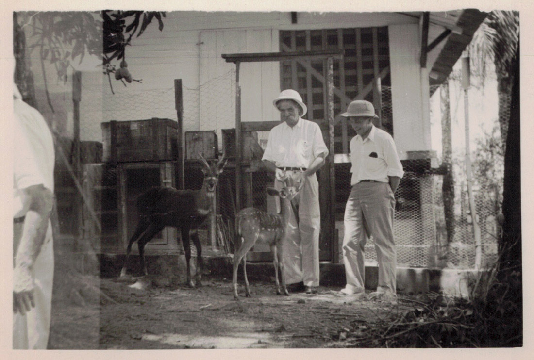 Albert Schweitzer, center, and Eugene Exman, right, during a trip to Africa. Photo courtesy of the Eugene Exman Estate