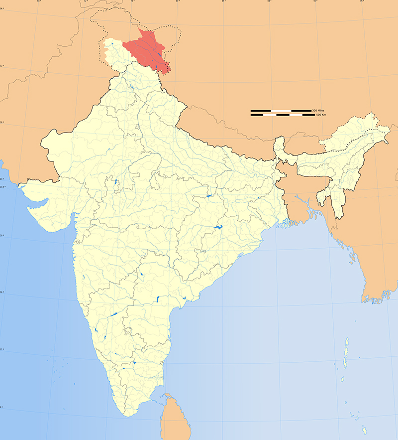 The Ladakh region in norhtern India”. Map courtesy of Wikipedia/Creative Commons