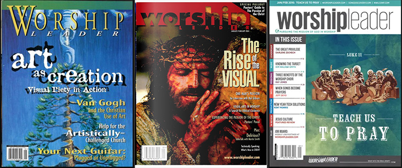 A variety of past Worship Leader magazine covers. Screen grabs