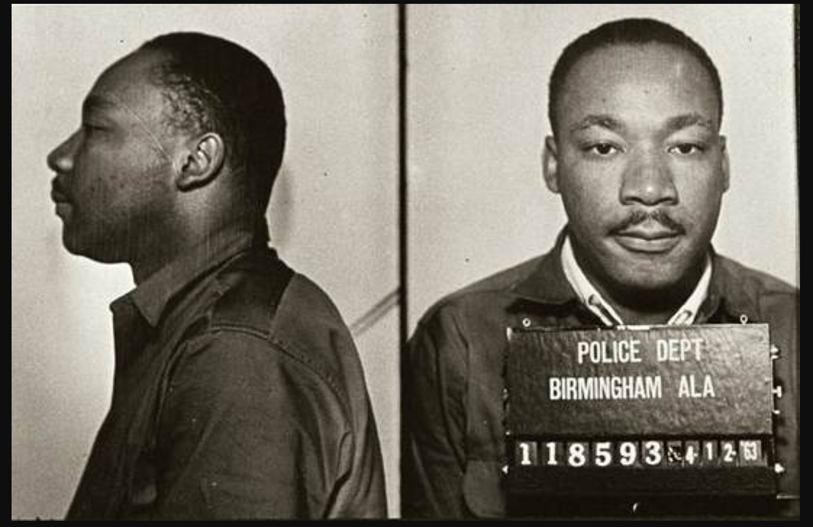 Mugshots of the Rev. Martin Luther King Jr. on April 12, 1963, in Birmingham, Alabama. Photo courtesy of Creative Commons