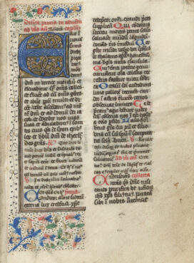 A detailed view of the 15th century manuscript for sale. Photo courtesy of The Raab Collection