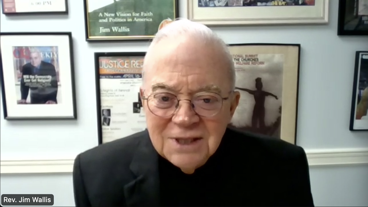 The Rev. Jim Wallis speaks during a virtual event on Wednesday, April 26, 2023, to mark 60 years since Martin Luther King Jr. penned the “Letter from Birmingham Jail." Video screen grab