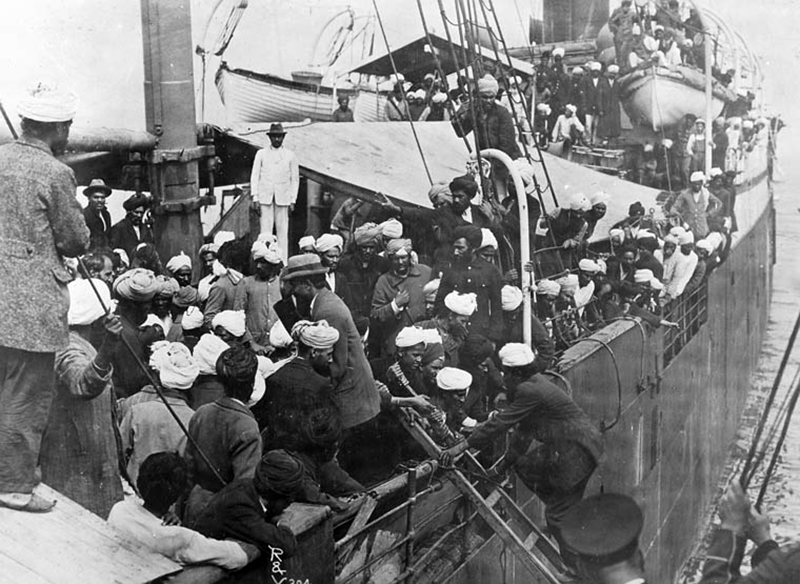Passengers on board the "Komogata Maru" in English Bay, Vancouver, British Columbia, Canada in 1914. Photo courtesy of Wikipedia/Creative Commons