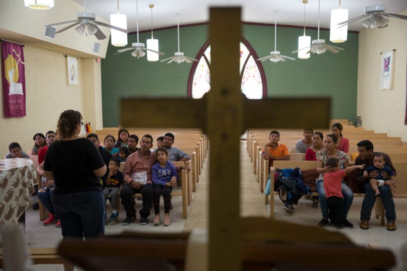 Migrants are welcomed to a Methodist church in New Mexico after being released by U.S. Immigration and Customs Enforcement in 2019. (Joe Raedle/Getty Images)
