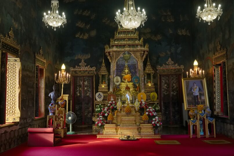 A prayer altar in the main gathering hall at the temple Wat Ratchapradit in Bangkok, Thailand.  (Pictures from History/Universal Images Group via Getty Images)
