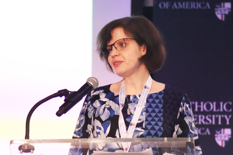 Namoi Kraus, head of Google’s Inter Belief Network, spoke at the Faith at Work conference about faith-based discrimination inside and out of the workplace on Tuesday, May 23, 2023, in Washington, D.C. RNS Photo by Adelle M. Banks