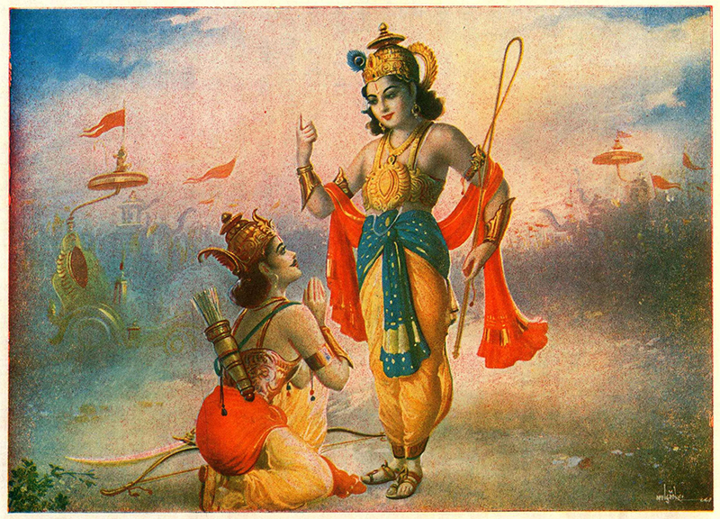 Arjuna, left, and Lord Krishna. Image by MahaMuni/Wikipedia/Creative Commons