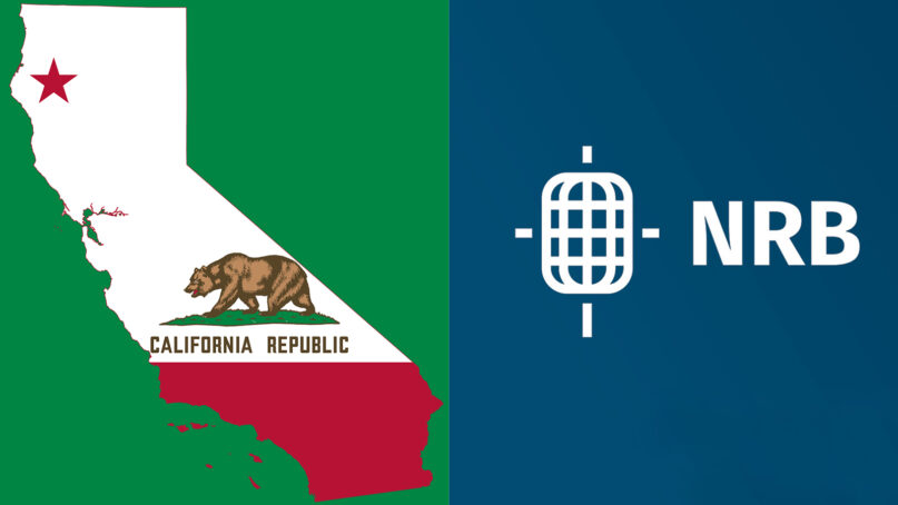 California state outline, left, and the National Religious Broadcasters logo, right. Courtesy images