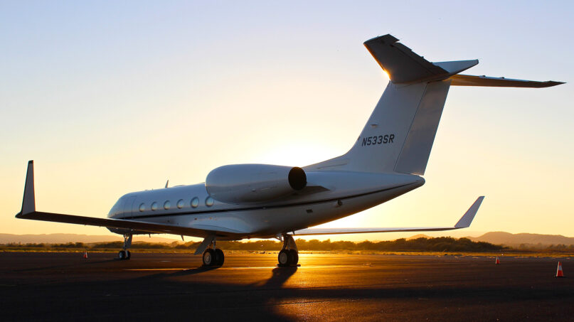 A Gulfstream jet on the tarmac of Napa County Airport in California. Photo by Chris Leipelt/Unsplash/Creative Commons