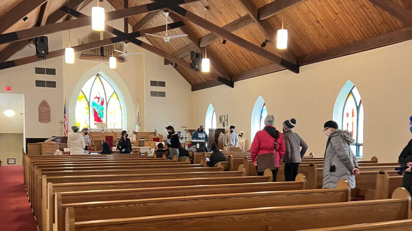 Community members wait in line for vaccinations at Bethel African Methodist Episcopal Church in Ardmore, Pennsylvania, in January 2022. Photo courtesy of Carolyn Cavaness