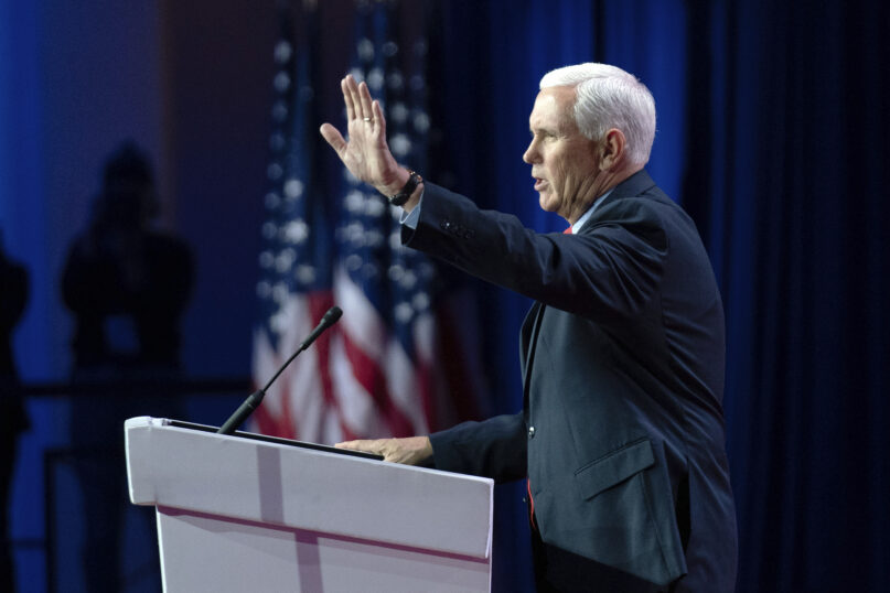 Republican presidential candidate former Vice President Mike Pence speaks during the Faith and Freedom Coalition Policy Conference in Washington, Friday, June 23, 2023. (AP Photo/Jose Luis Magana)