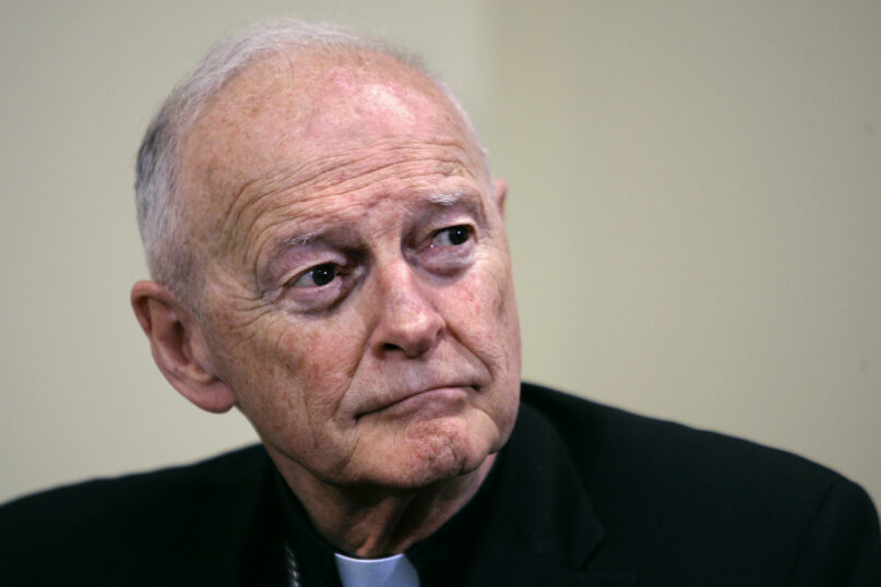 FILE - Former Washington Archbishop, Cardinal Theodore McCarrick listens during a news conference in Washington, May 16, 2006. A prosecution expert said on Thursday, June 29, 2023, the former Roman Catholic cardinal is not competent to stand trial on charges accusing him of sexually assaulting a teenage boy in Massachusetts decades ago, raising doubts about the future of the criminal criminal case against the 92-year-old. (AP Photo/J. Scott Applewhite, File)