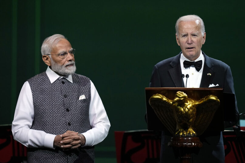 President Joe Biden speaks during a state dinner for India's prime minister, Narendra Modi, at the White House in Washington, Thursday, June 22, 2023. (AP Photo/Susan Walsh)