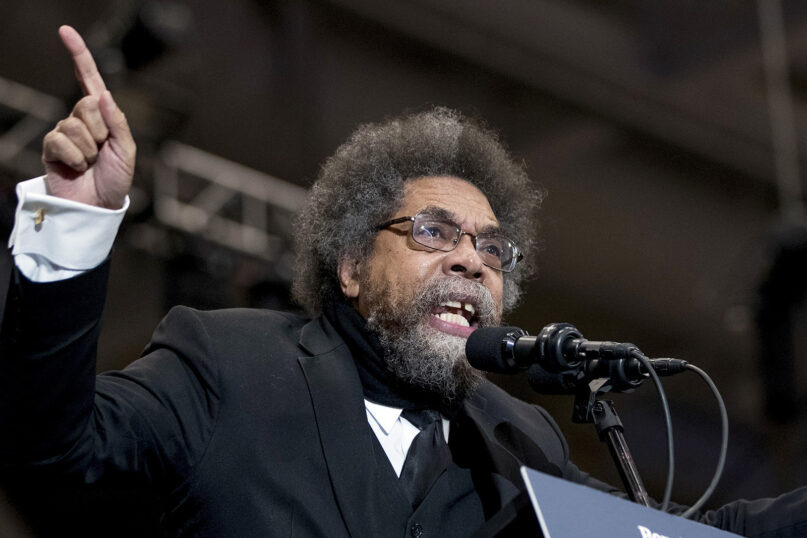 Harvard Professor Cornel West speaks at a campaign rally for Democratic presidential candidate Sen. Bernie Sanders, I-Vt., at the Whittemore Center Arena at the University of New Hampshire, Feb. 10, 2020, in Durham, N.H. West says he will run for president in 2024 as a third-party candidate.  (AP Photo/Andrew Harnik, File)
