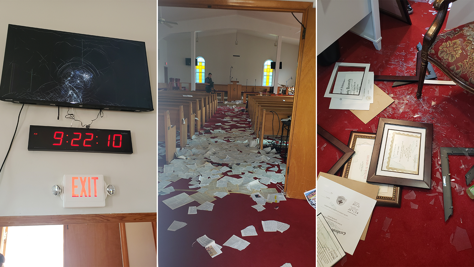 Widespread vandalism was discovered at Fowler United Methodist Church in Annapolis, Md., on June 9, 2023. Photos courtesy of Fowler UMC
