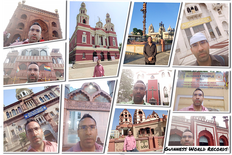 A collage of Shashank Sharma on visits to houses of worship in June 2022 in India. Photos courtesy Shashank Sharma