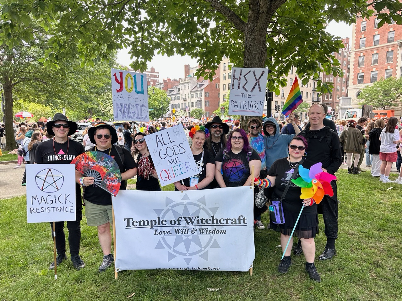 The Temple of Witchcraft marching group at Boston Pride for the People 2023. Photo courtesy Steve Kenson