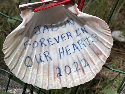 A pilgrim's memorial to a loved one along the Camino, May 2023. Photo by Jana Riess.