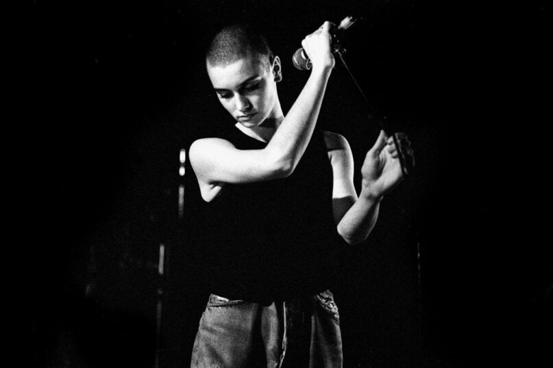 Irish singer Sinead O'Connor performs at Paradiso in Amsterdam in March 1988. (Paul Bergen/Redferns via Getty Images)