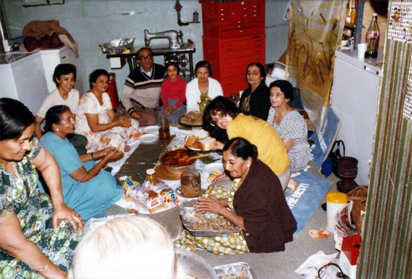 Sakarkhanu Hassanali Bandali and other Ismailis cooking for the jamat in advance of a religious festival in Toronto in the 1970s. Photo courtesy Dr. Moh’d Manji