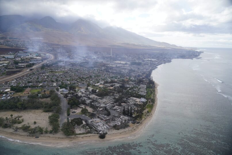 A view of the devastation in Lahaina, Hawaii, following the wildfires in August 2023. (AP Photo/Rick Bowmer)