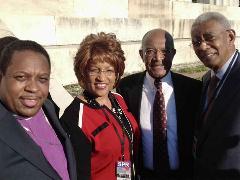 African Methodist Episcopal Zion Bishop W. Darin Moore, from left, Bishop Vashti McKenzie, the Rev. James Forbes and the Rev. Otis Moss Jr. pose together during a 50th anniversary celebration of the March on Washington in Aug. 2013. Photo courtesy McKenzie