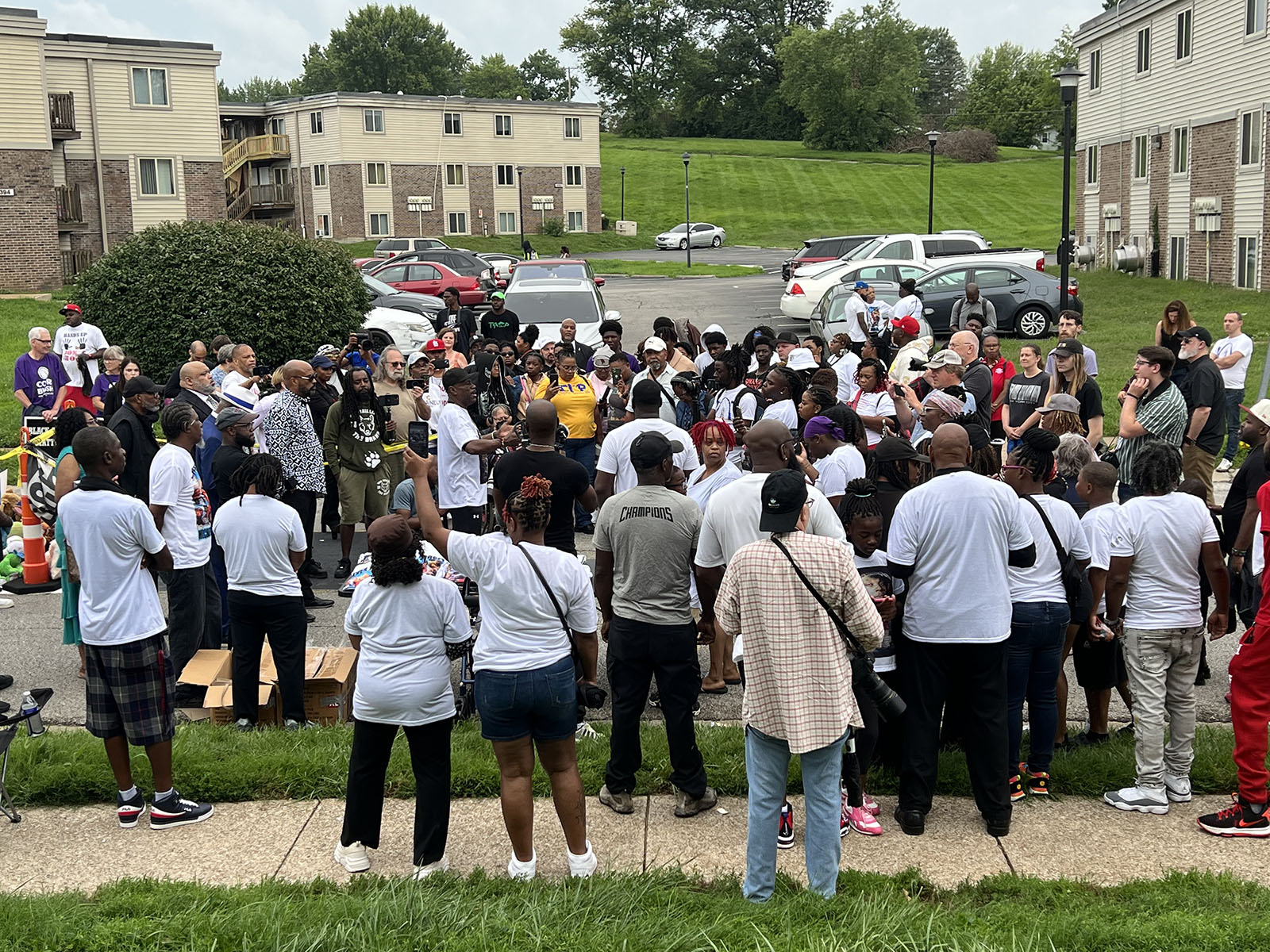 Members of the social justice team of the Progressive National Baptist Convention joined other in marking the ninth anniversary of the death of Michael Brown by visiting where Brown died in Ferguson, Missouri, Wednesday, Aug. 9, 2023. Photo courtesy PNBC