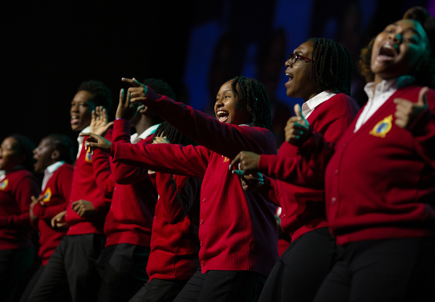 Members of a praise team perform during the Opening Ceremony of the Parliament of the World's Religions in downtown Chicago on August 14, 2023. Photo by Lauren Pond for RNS