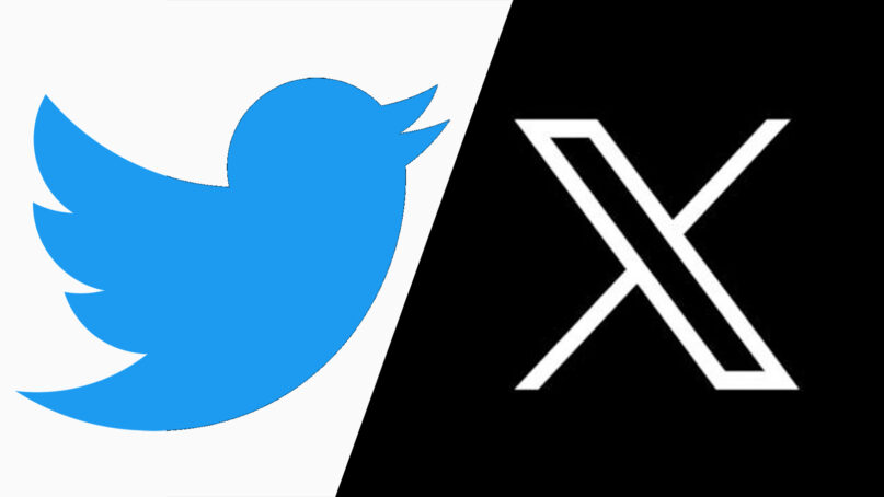 The former Twitter logo, left, and the new X logo. Courtesy images