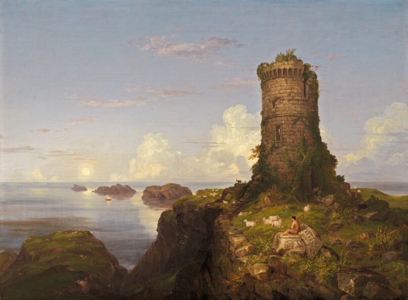 "Italian Coast Scene with Ruined Tower," by 19th century American painter Thomas Cole (National Gallery of Art)
