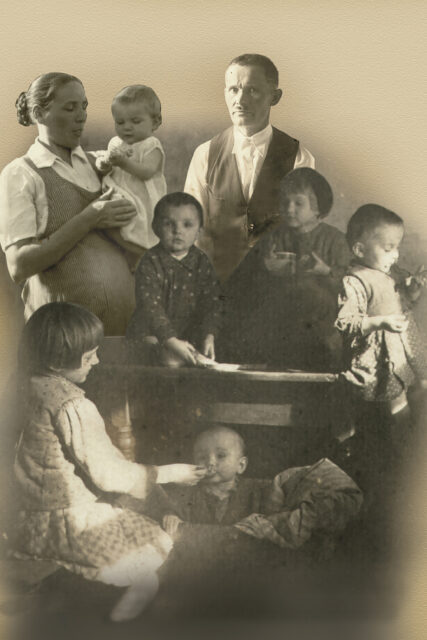 This undated photo shows Polish farmer Jozef Ulma with his pregnant wife Wiktoria and their six children. The Ulmas were killed with their children by the Nazis in 1944 for having sheltered Jews during World War II. The Ulma family, including the child that Wiktoria was pregnant with, are being beatified by the Vatican in a ceremonious Mass in their home village of Markowa, Poland, on Sunday, Sept. 10, 2023. (Mateusz Szpytma, Deputy head of Poland's IPN history institute via AP)