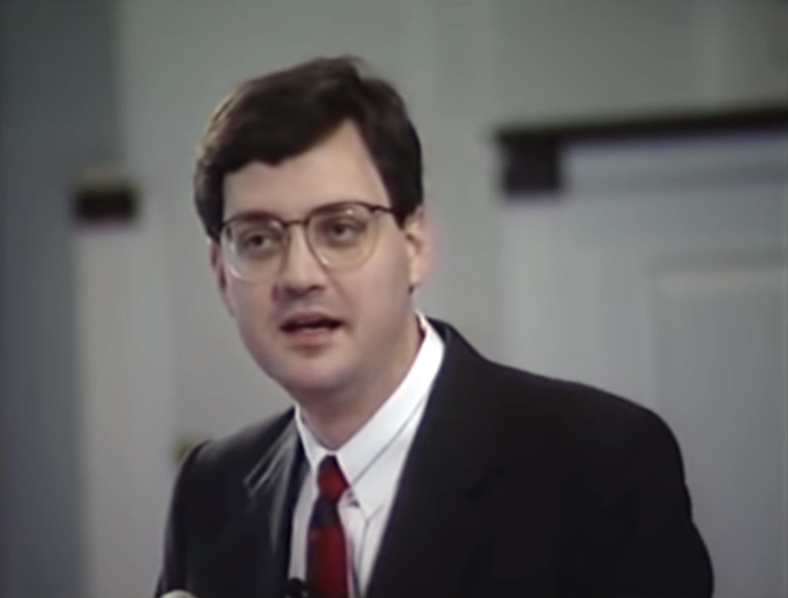 R. Albert Mohler Jr. speaks to a forum as the new president of Southern Baptist Theological Seminary in Louisville, Kentucky, in 1993. Video screen grab