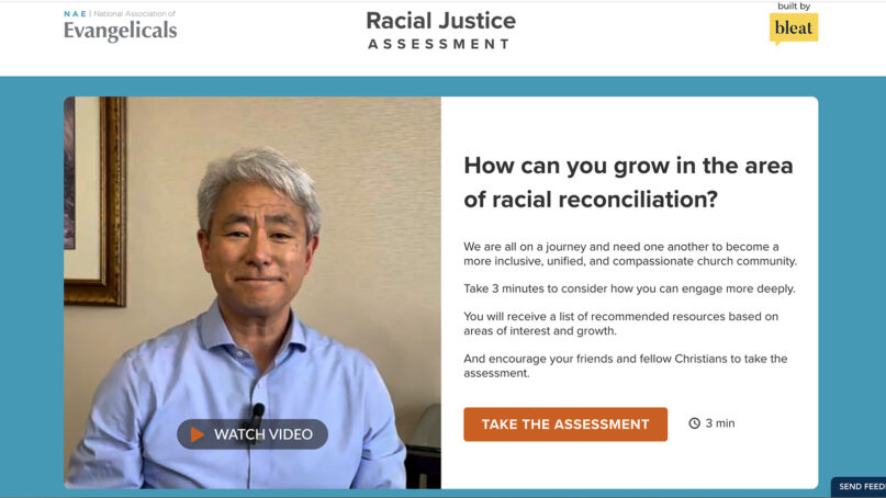 The National Association of Evangelicals is unveiling a new online Racial Justice Assessment tool. NAE President Walter Kim, left, provides a video introduction. Screen grab