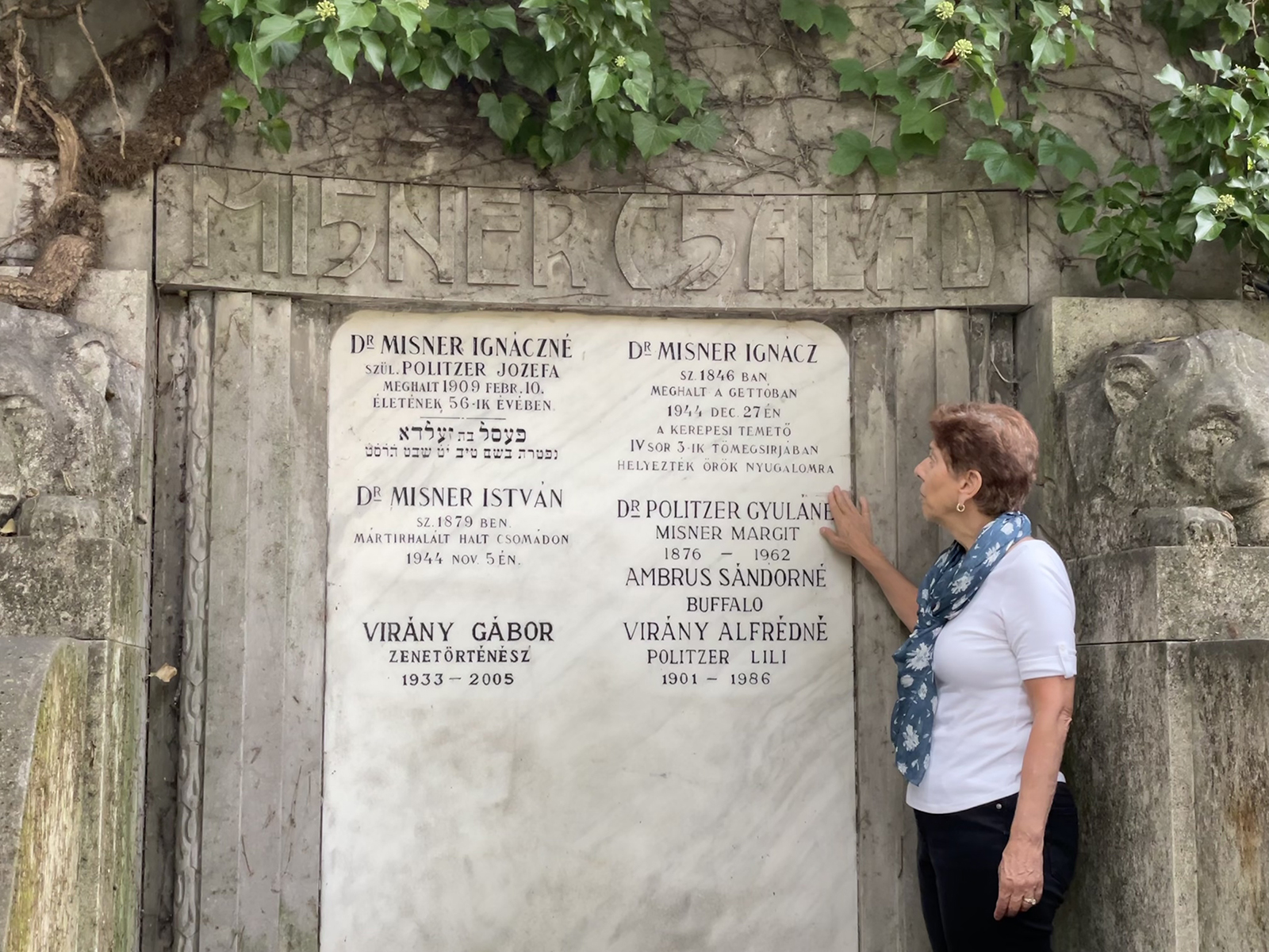 Linda Ambrus Broenniman visits the burial place of her ancestors in Kozma Street Cemetery in Budapest, Hungary, on Sept. 3, 2023. Photo courtesy Linda Ambrus Broenniman