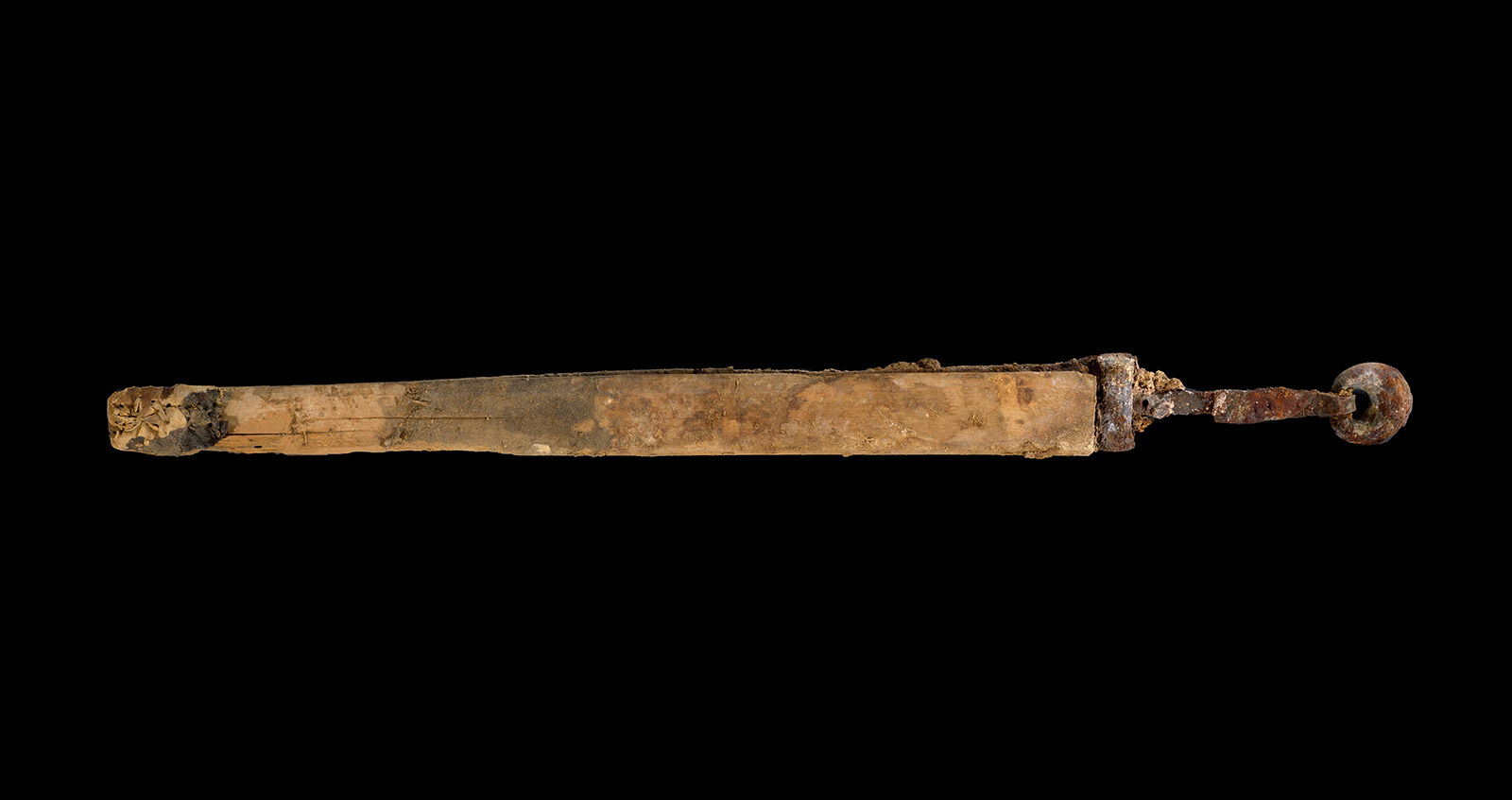 One of the swords recently found in a cave near the Dead Sea. Photo by Dafna Gazit, Israel Antiquities Authority
