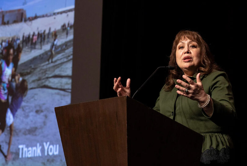 Bishop Minerva G. Carcaño speaks during the 2020 Pre-General Conference Briefing in Nashville, Tenn. Photo by Kathleen Barry/UMNS