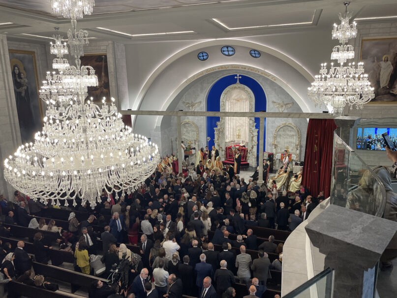 People attend the inauguration of Mor Ephrem Syriac Orthodox Church, Sunday, Oct. 15, 2023, in Istanbul, Turkey. It is the first Christian church to be built since the establishment of the Turkish Republic in 1923. (RNS photo/David I. Klein)
